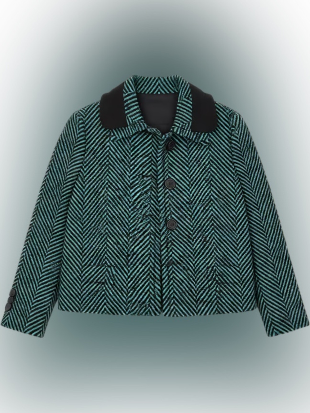 PRADA Milano Cropped Herringbone Jacket • Made in Italy • Size IT 46